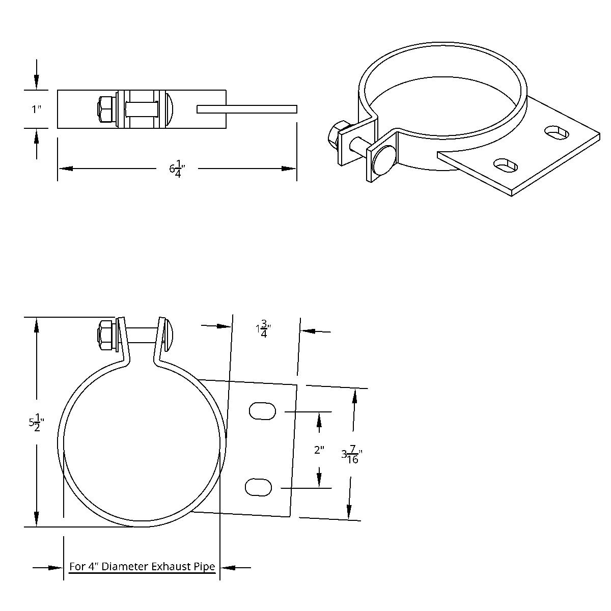 4" 304 Stainless Steel Exhaust Clamp For Peterbilt - Thumbnail 3