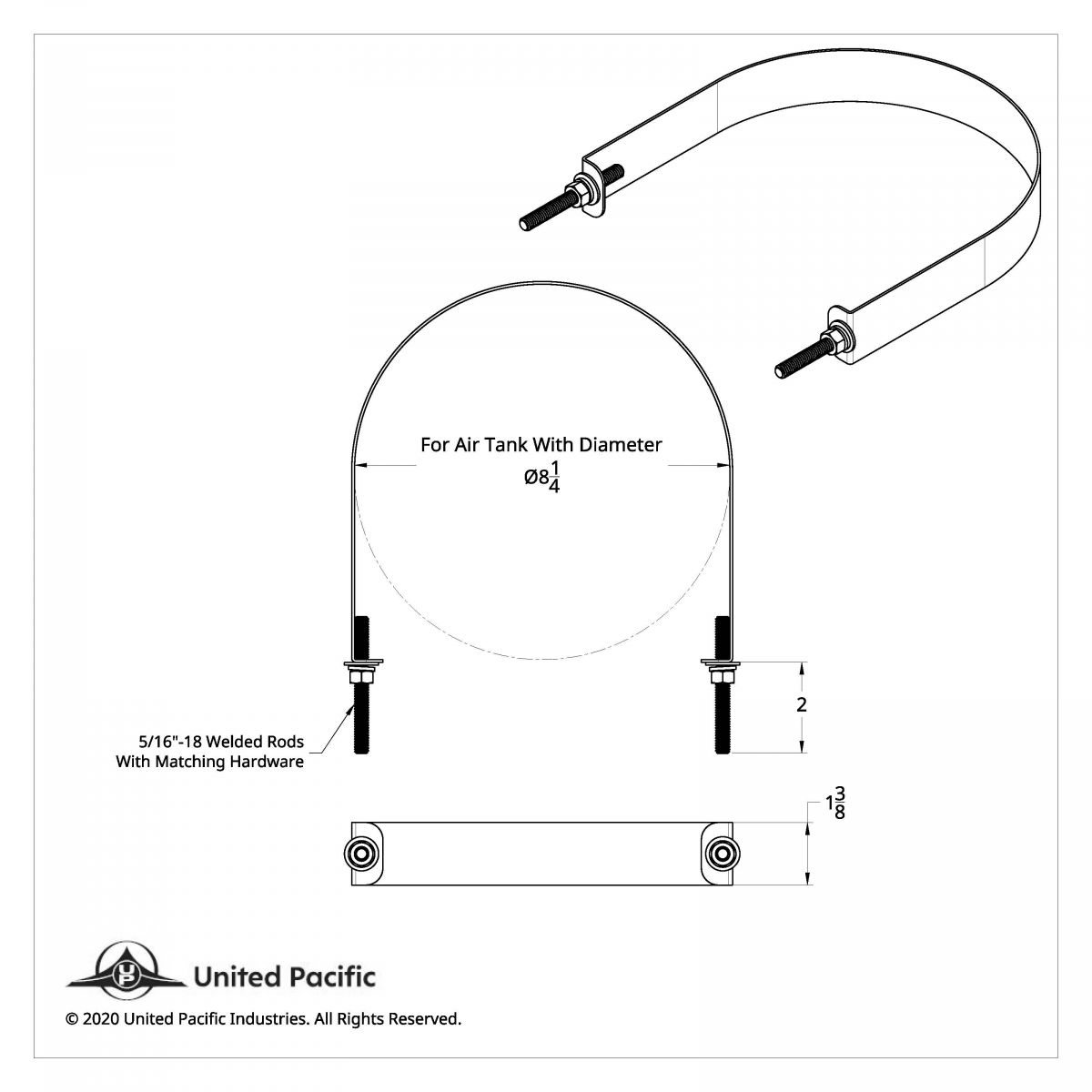 304 Stainless Steel Air Tank Straps For 8-1/4" Round Air Tank (Card of 2) - Thumbnail 4