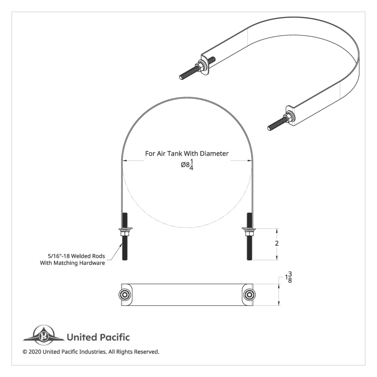 304 Stainless Steel Air Tank Straps For 8-1/4" Round Air Tank (Card of 2) - Thumbnail 6
