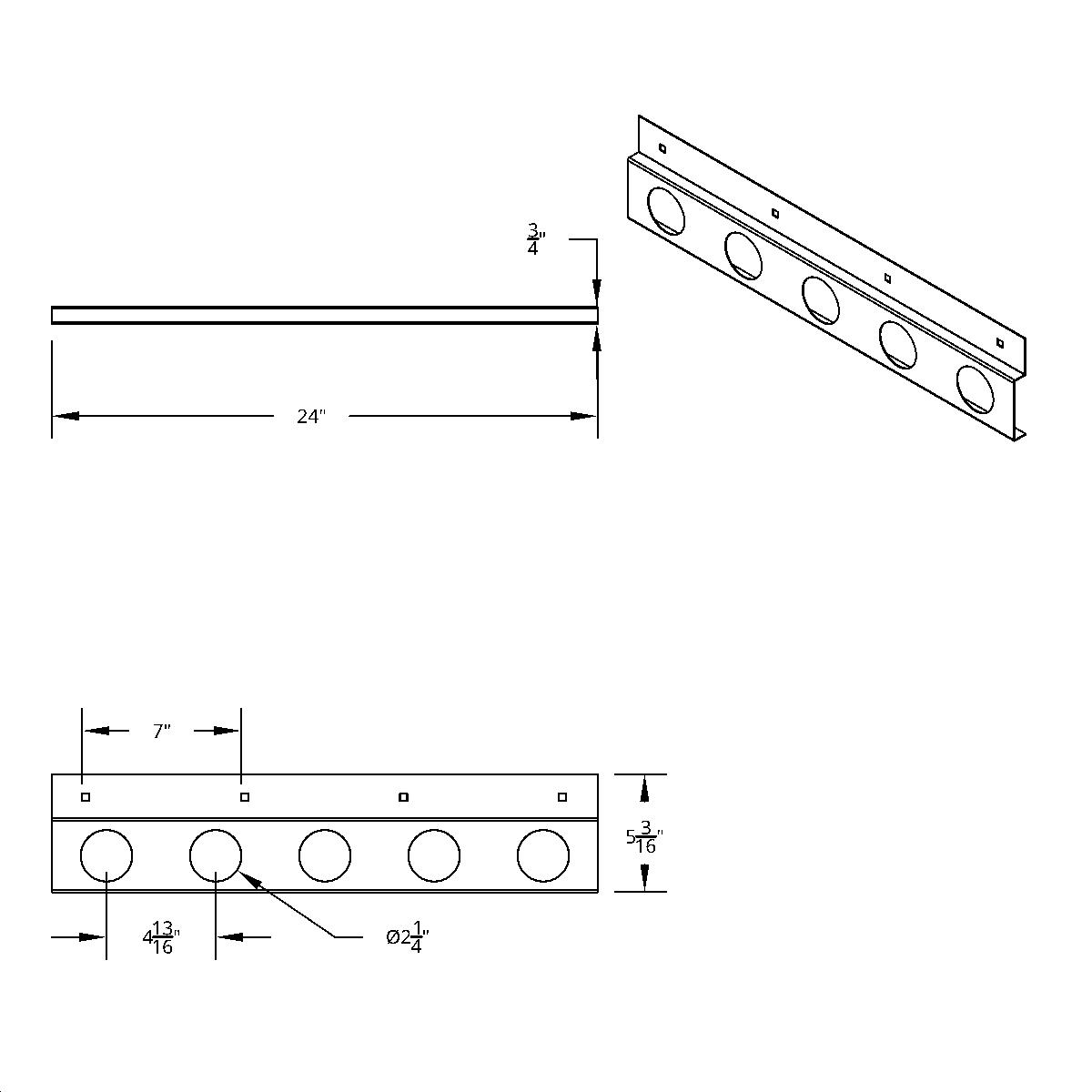 Stainless Top Mud Flap Plate - Five 2" Light Cutout - Thumbnail 3