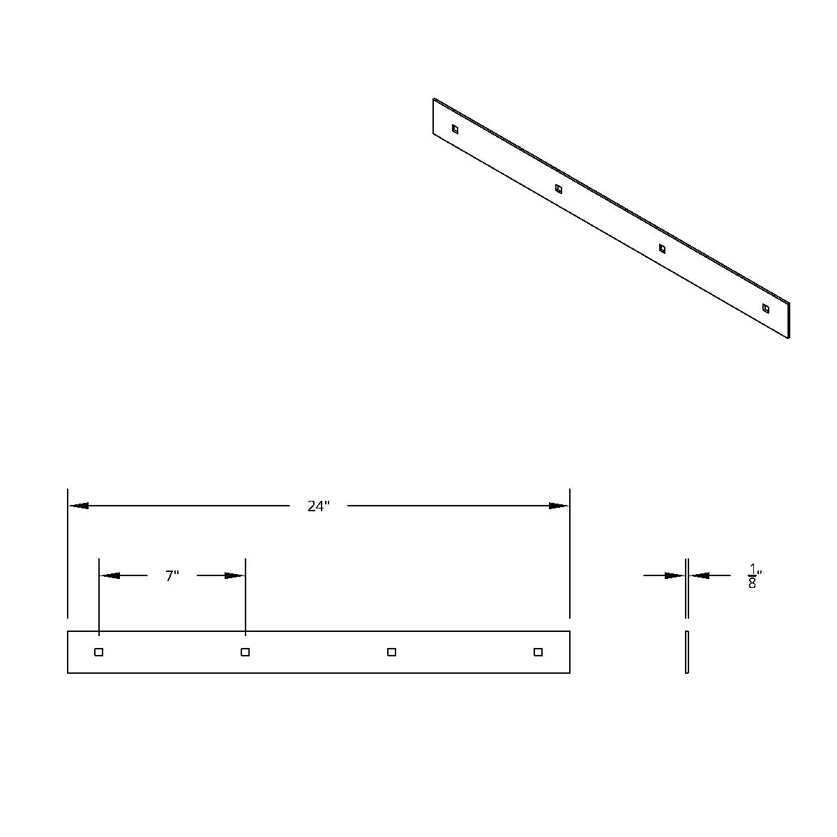 2" X 24" 304 Stainless Steel Top Mud Flap Plate - Bolt Thru - Thumbnail 4
