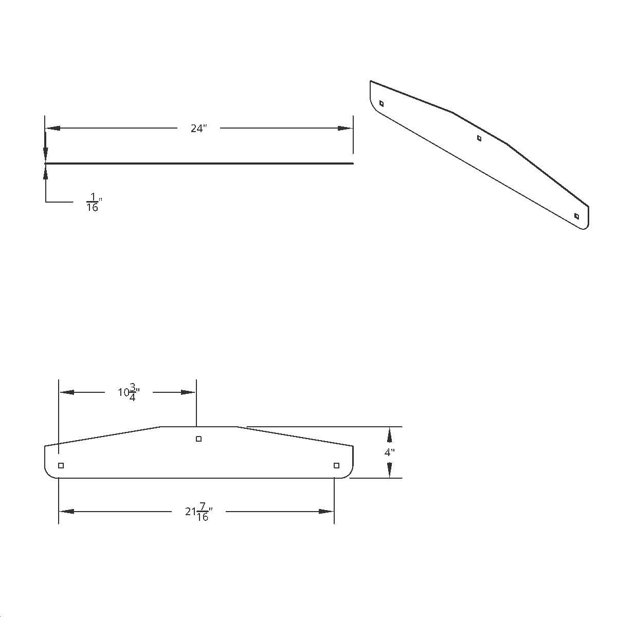 4" X 24" Stainless Largecar Bottom Mud Flap Plate - Bolt Thru - Thumbnail 2