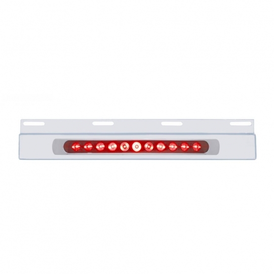 Stainless Top Mud Flap Plate With 11 LED 17" Light Bar & Bezel - Red LED/Red Lens (Each)