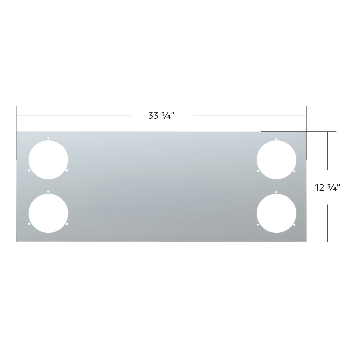 33-3/4" Stainless Steel Rear Center Light Panel With Four 4" Light Cutouts (No LP Holes) - Thumbnail 4