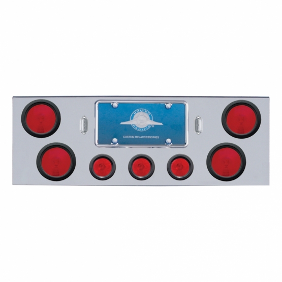 Chrome Rear Center Panel With Four 4" Lights & Three 2.5" Lights & Grommets