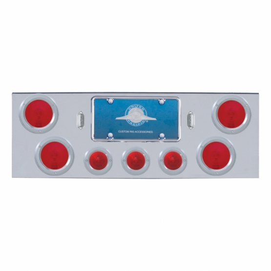 Chrome Rear Center Panel With Four 4" Lights & Three 2.5" Beehive Lights & Bezels