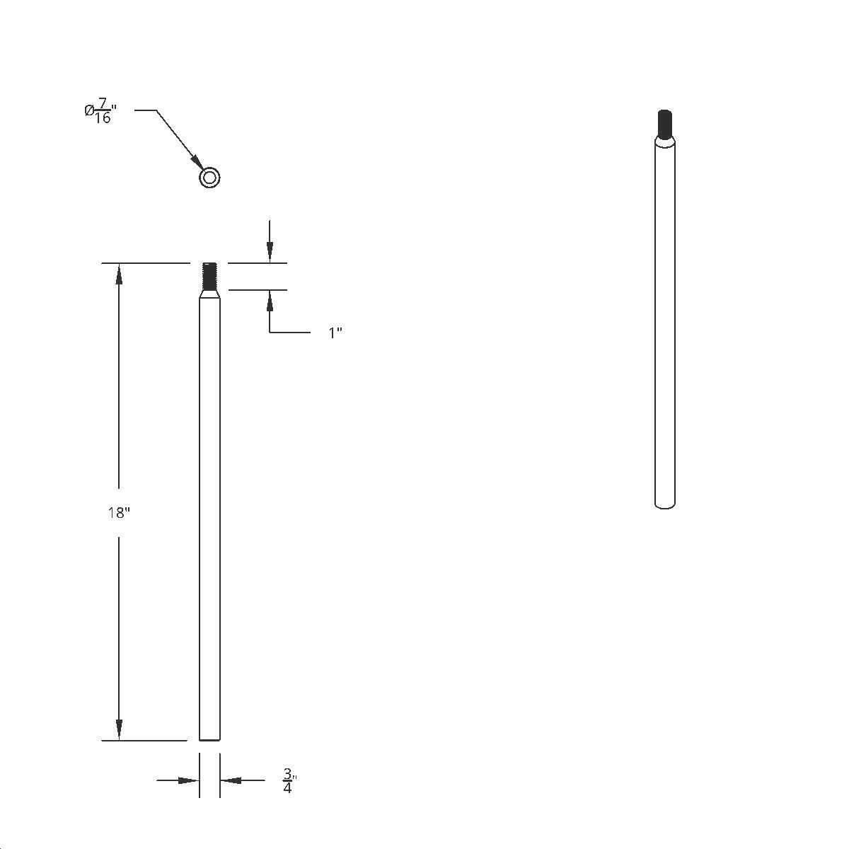 18" Shifter Shaft Extension - Black - Thumbnail 3