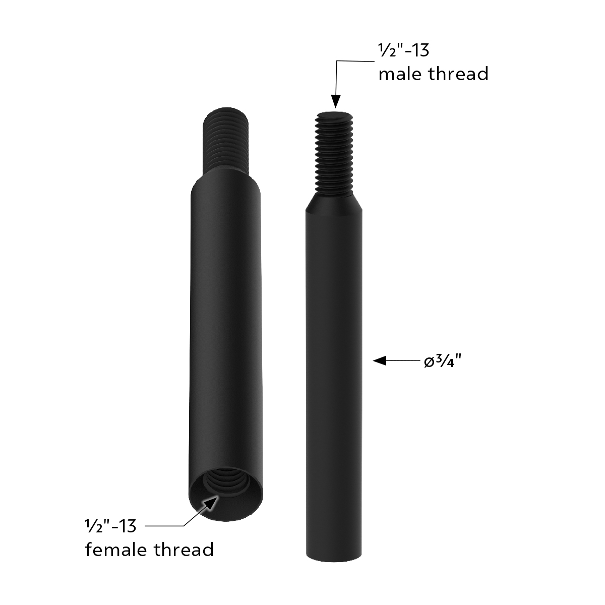 6" Shifter Shaft Extension - Matte Black - Thumbnail 5