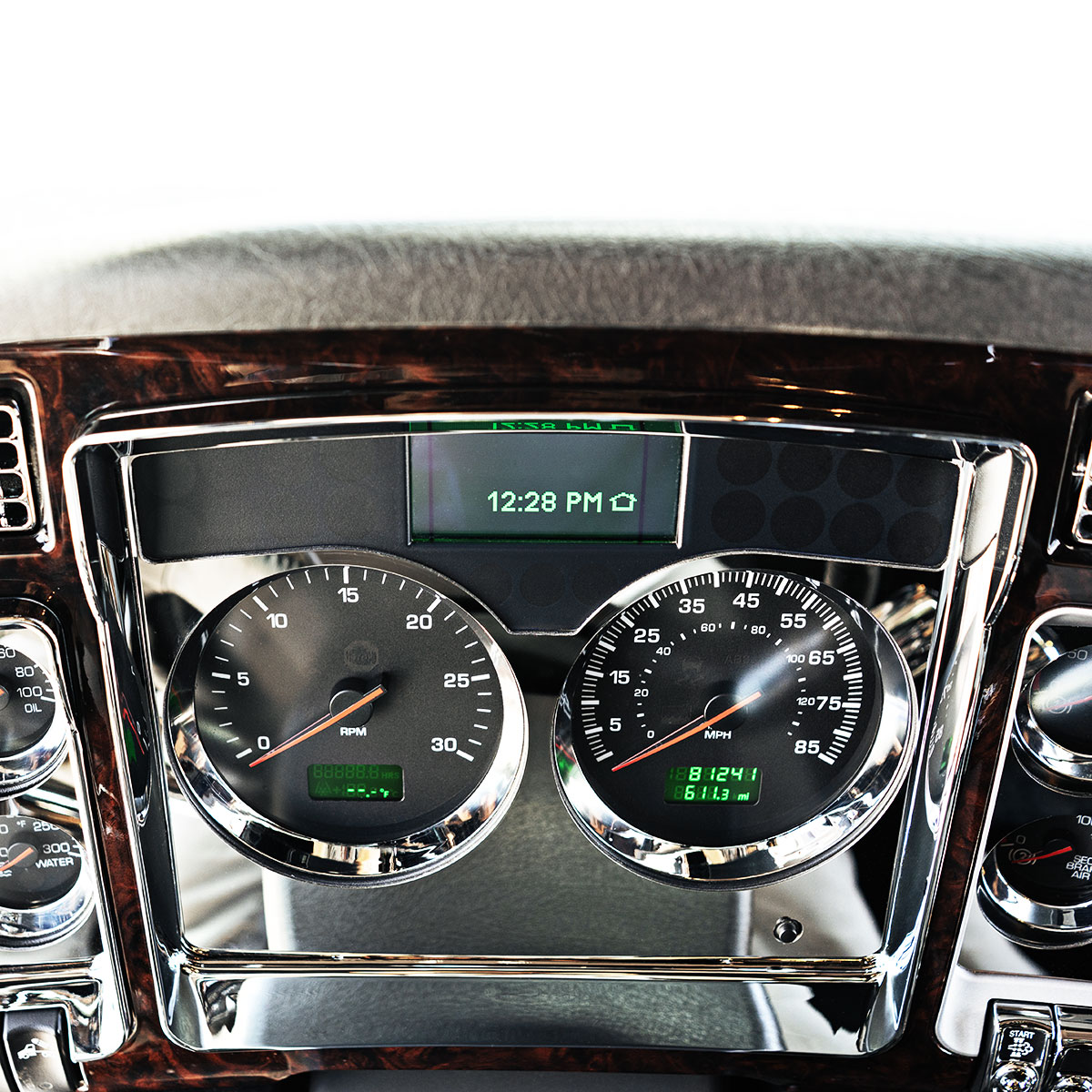 Stainless Speed/Tachometer Dash Panel Trim For 2006+ Kenworth W900, T800, & C500 - Thumbnail 5