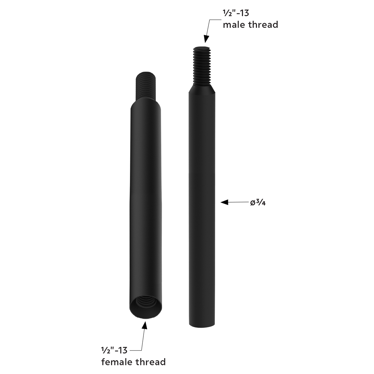 9" Shifter Shaft Extension - Matte Black - Thumbnail 5