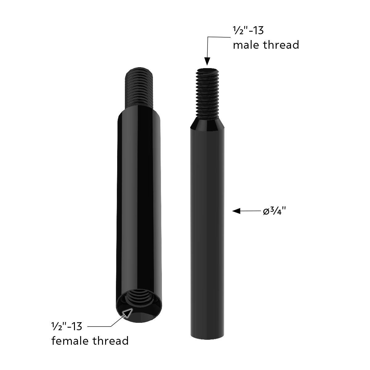 6" Shifter Shaft Extension - Black - Thumbnail 6