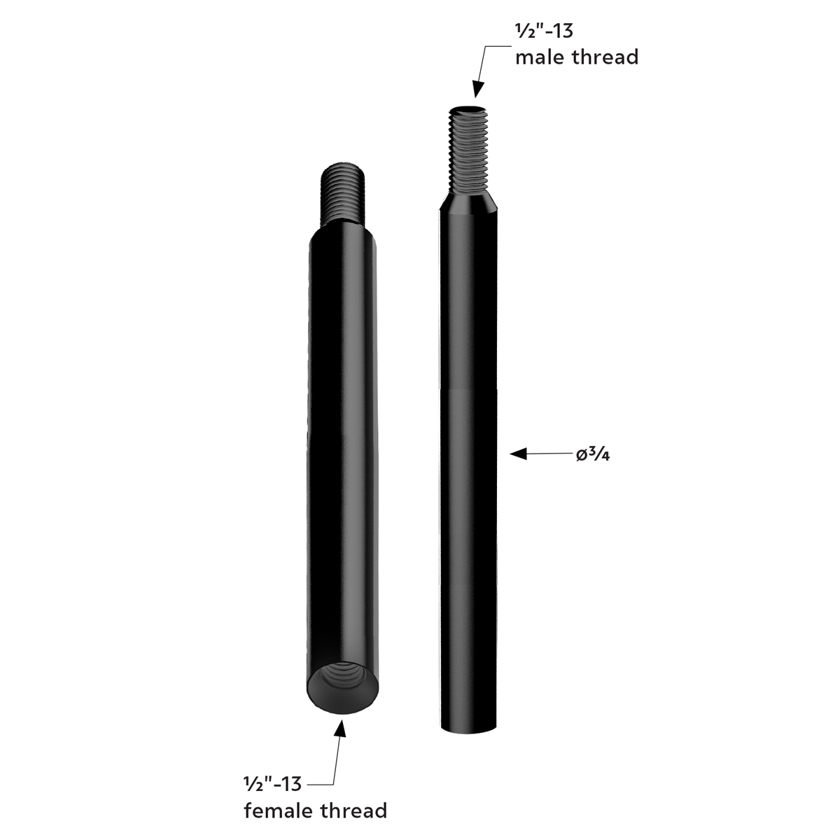 9" Shifter Shaft Extension - Black - Thumbnail 5