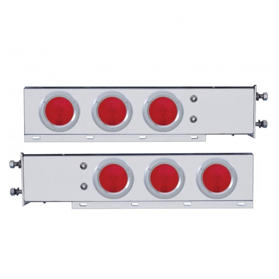 3-3/4" Bolt Pattern Deluxe Stainless Spring Loaded Light Bar With 6X 4" Lights & Bezels (Pair)