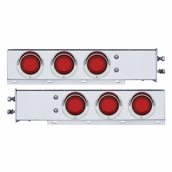 2.5" Bolt Pattern SS Spring Loaded Rear Bar W/6X 4" Red LED Mirage Lights & Visor -Red Lens (Pair) - Thumbnail 2