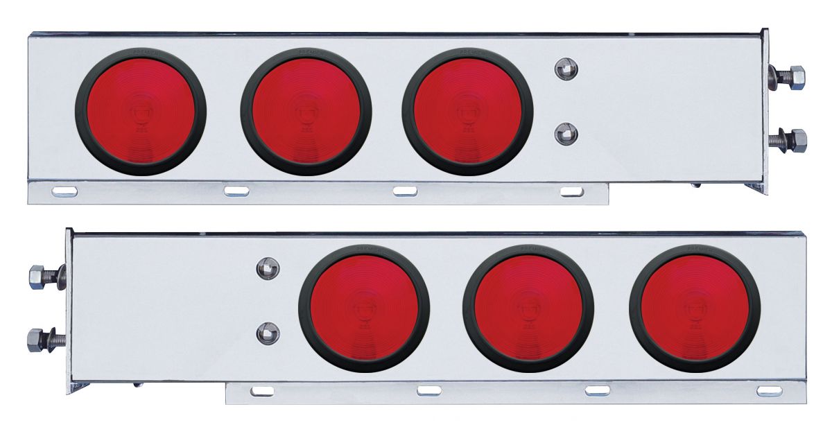 2.5" Bolt Pattern Stainless Spring Loaded Light Bar With 6X 4" Lights & Grommets (Pair)