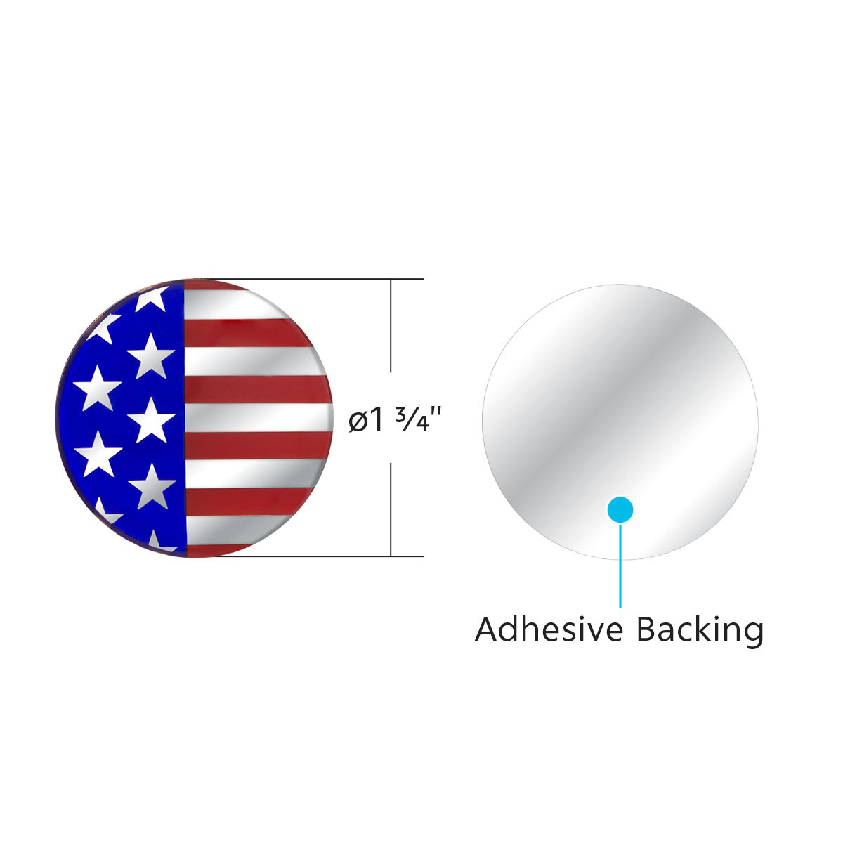 1-3/4" Round Glossy Sticker - USA Flag - Thumbnail 3