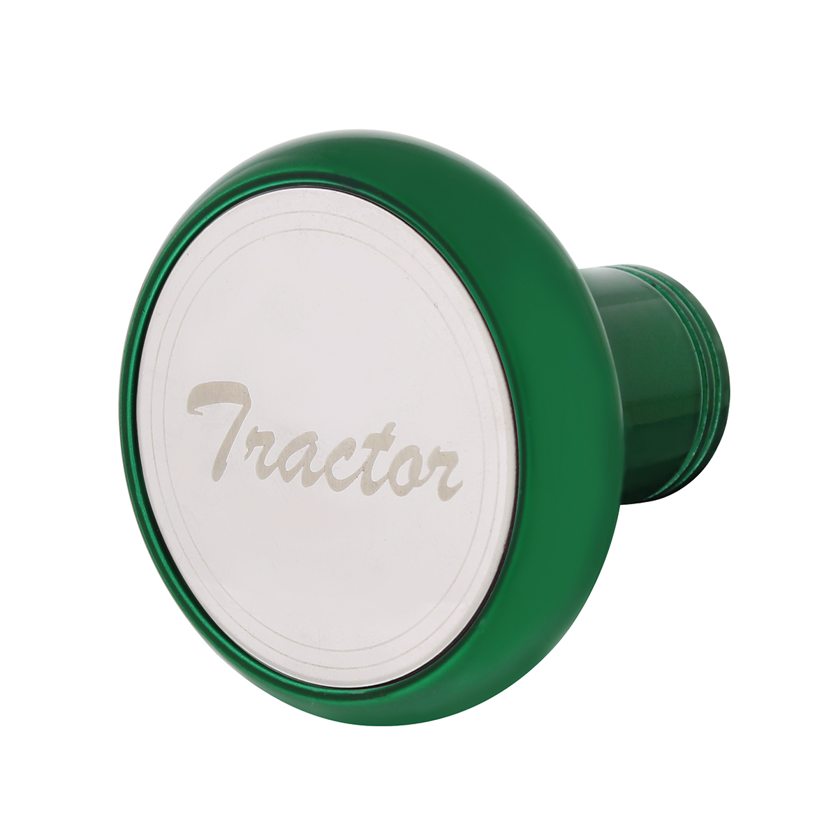 Deluxe Aluminum Screw-On Air Valve Knob With Stainless Tractor Plaque - Emerald Green - Thumbnail 3