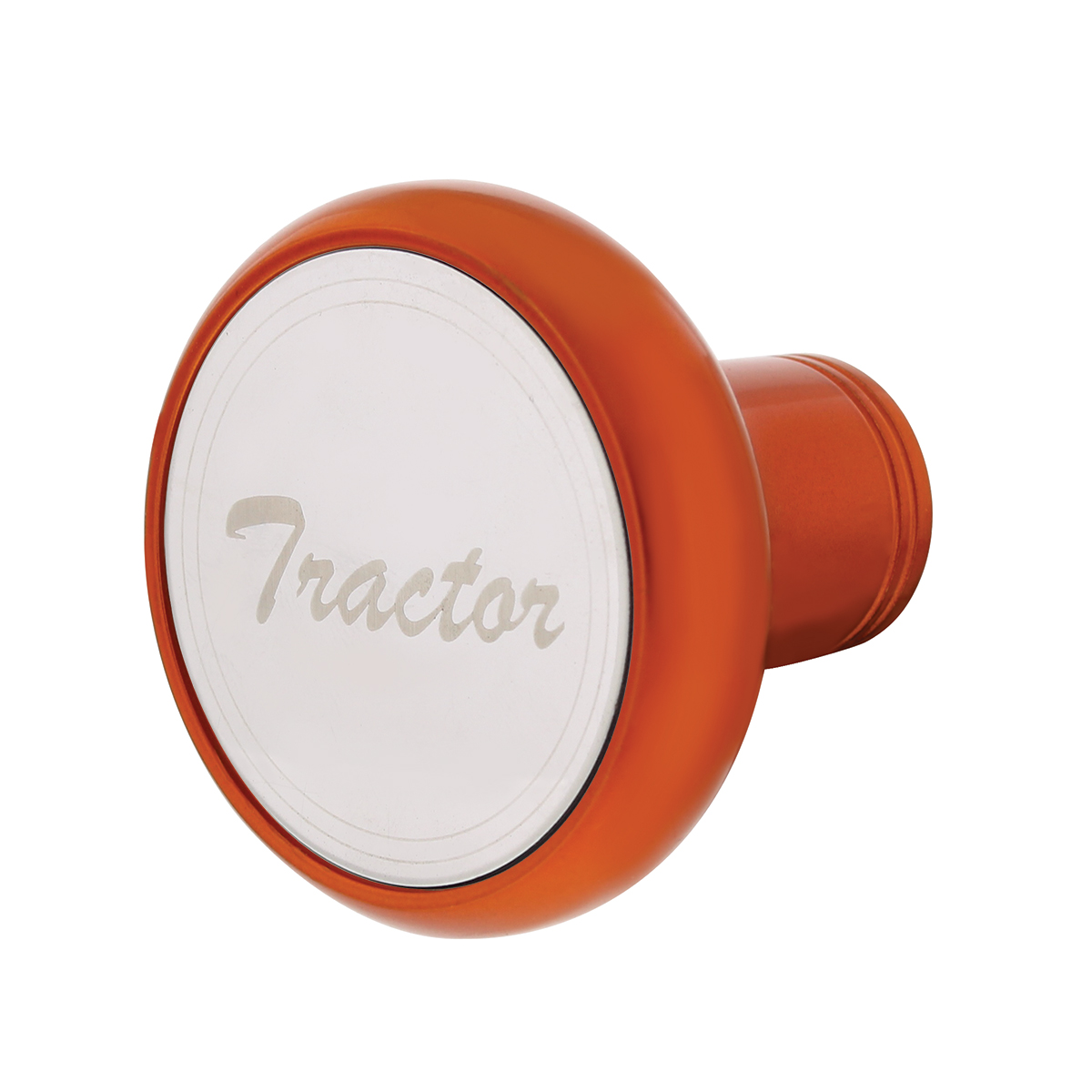 Deluxe Aluminum Screw-On Air Valve Knob With Stainless Tractor Plaque - Cadmium Orange - Thumbnail 3