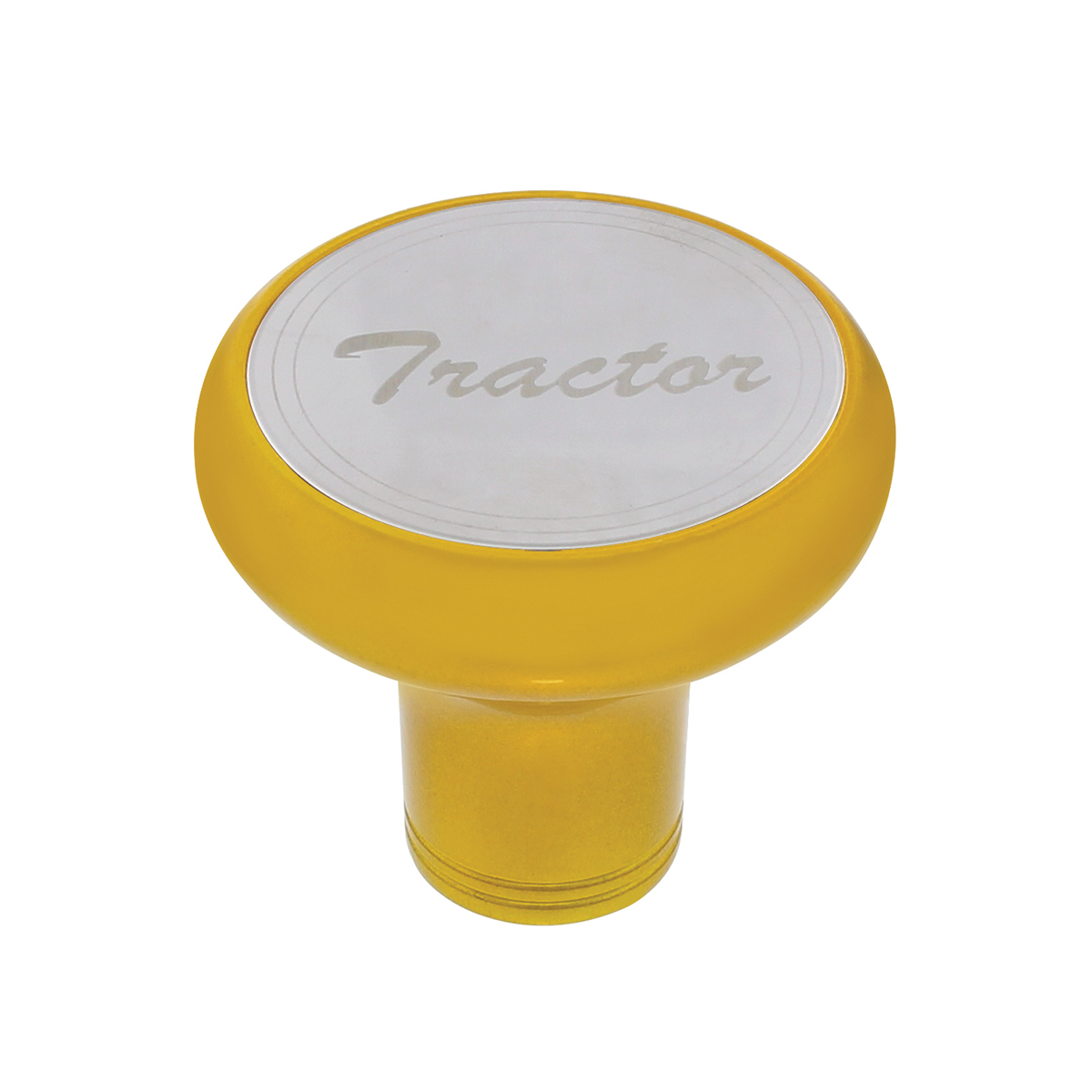 Deluxe Aluminum Screw-On Air Valve Knob With Stainless Tractor Plaque - Electric Yellow - Thumbnail 5