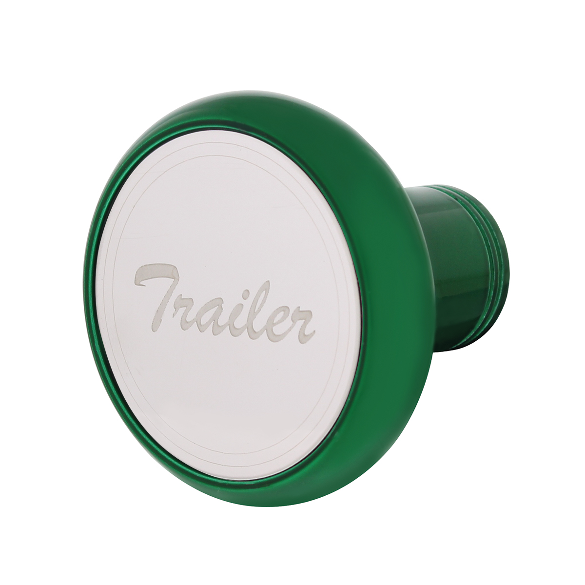 Deluxe Aluminum Screw-On Air Valve Knob With Stainless Trailer Plaque - Emerald Green - Thumbnail 3