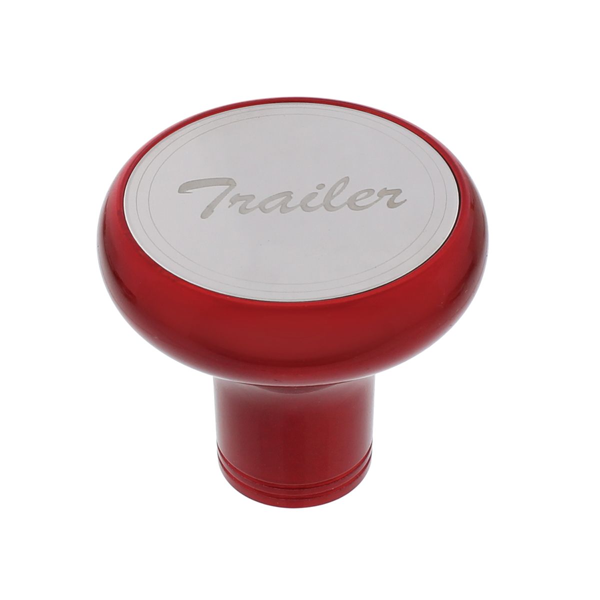 Deluxe Aluminum Screw-On Air Valve Knob With Stainless Trailer Plaque - Candy Red