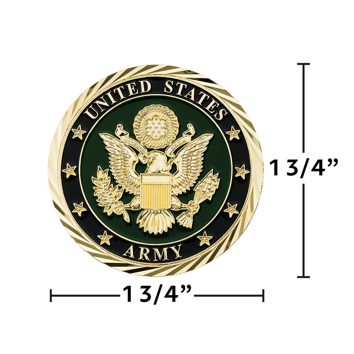 1-3/4" U.S. Military Adhesive Metal Medallion - Army - Thumbnail 2