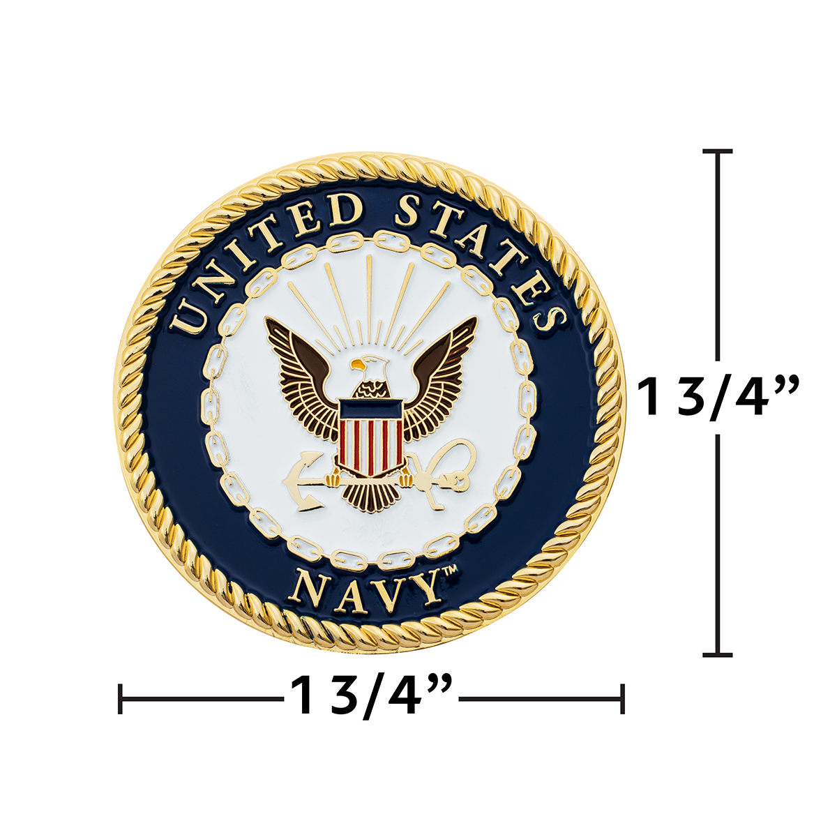 1-3/4" U.S. Military Adhesive Metal Medallion - Navy - Thumbnail 2