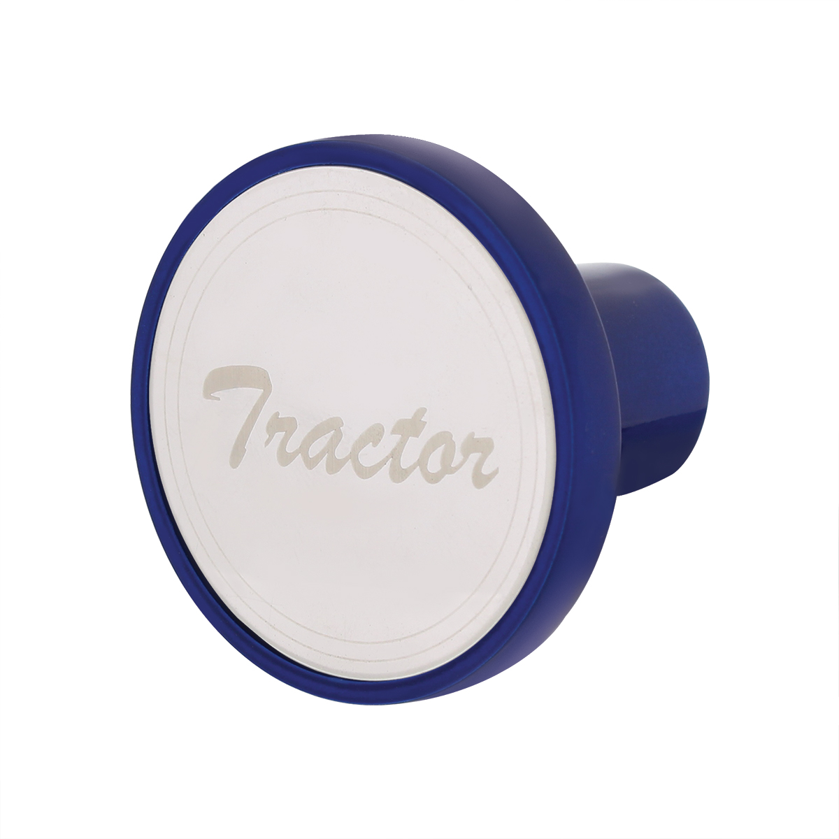 Aluminum Screw-On Air Valve Knob With Stainless Tractor Plaque - Indigo Blue - Thumbnail 3