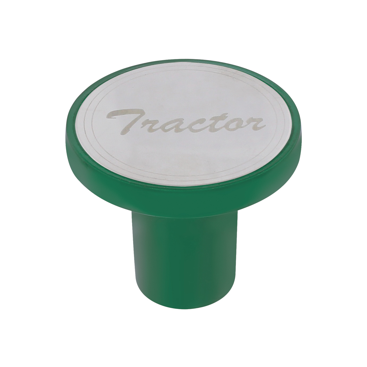 Aluminum Screw-On Air Valve Knob With Stainless Tractor Plaque - Emerald Green - Thumbnail 5