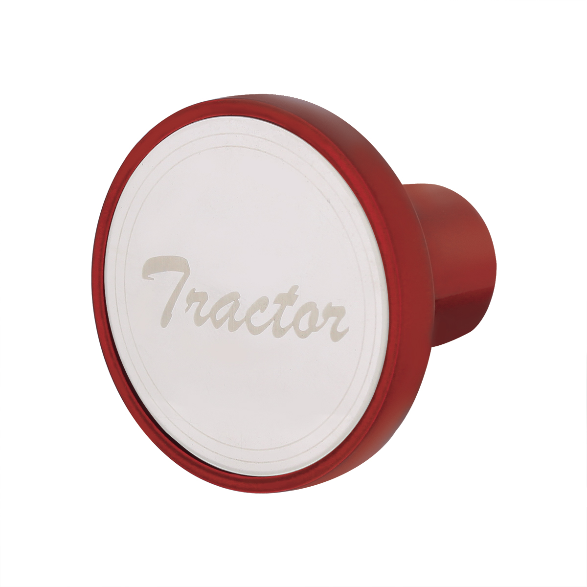 Aluminum Screw-On Air Valve Knob With Stainless Tractor Plaque - Candy Red - Thumbnail 3
