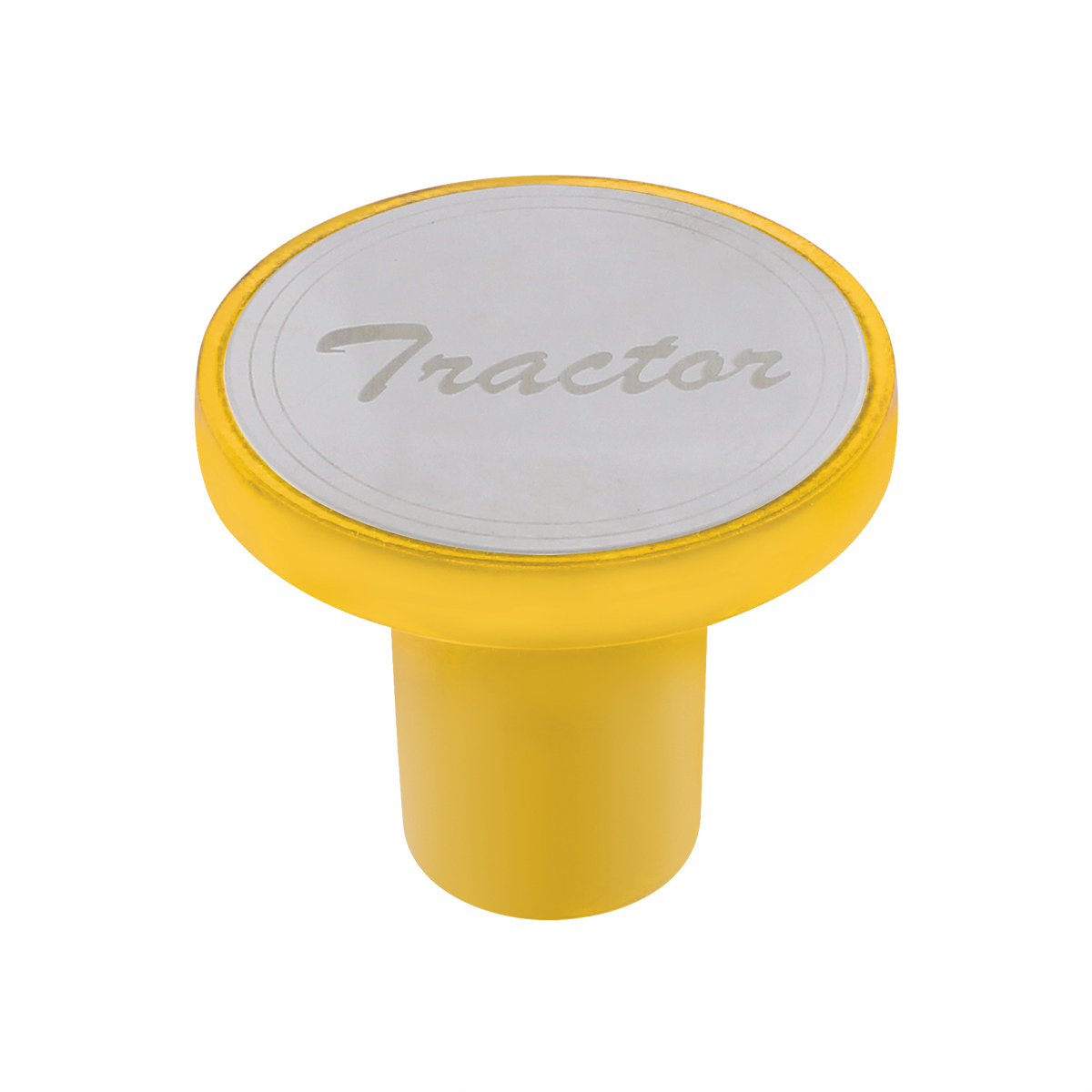 Aluminum Screw-On Air Valve Knob With Stainless Tractor Plaque - Electric Yellow - Thumbnail 5