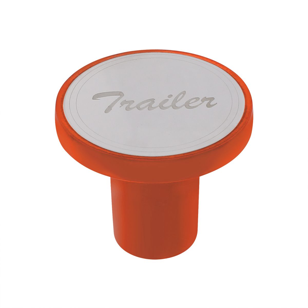 Aluminum Screw-On Air Valve Knob With Stainless Trailer Plaque - Cadmium Orange