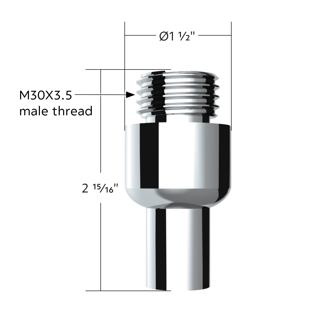 Chrome Aluminum Air Valve Adapter With M30X3.5 Threads - Thumbnail 6