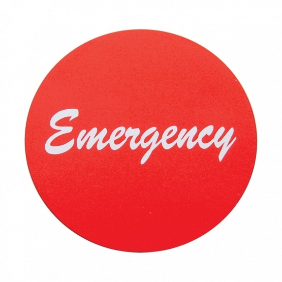 "Emergency" Aluminum Air Valve Knob Sticker Only - Red