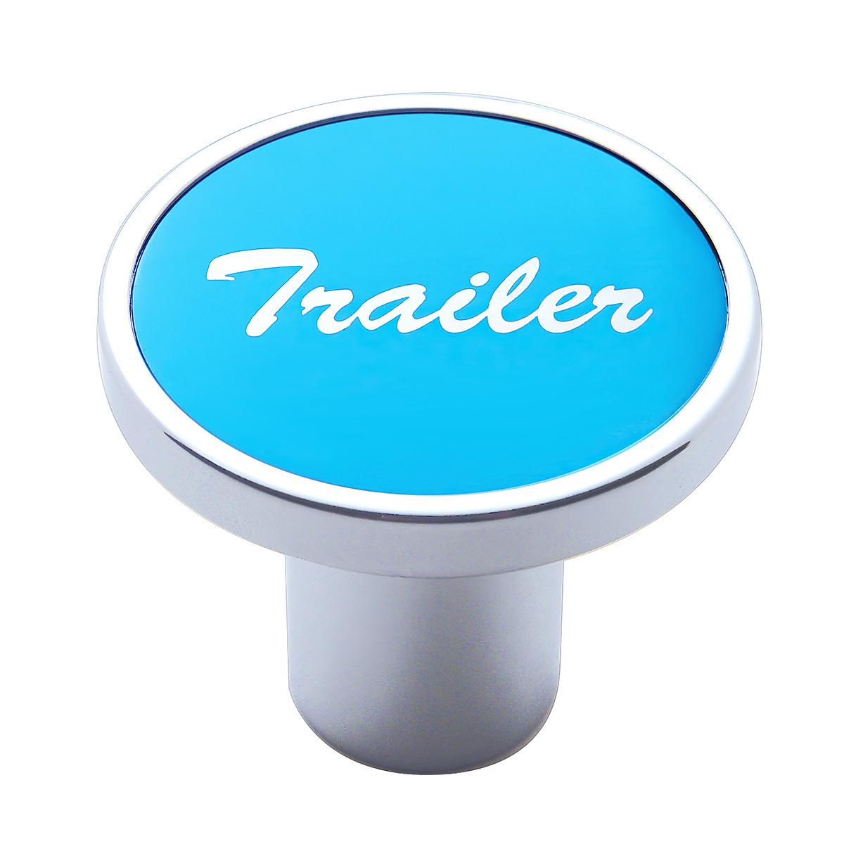 Aluminum Screw-On Air Valve Knob With Trailer Script Sticker - Blue Sticker - Thumbnail 3