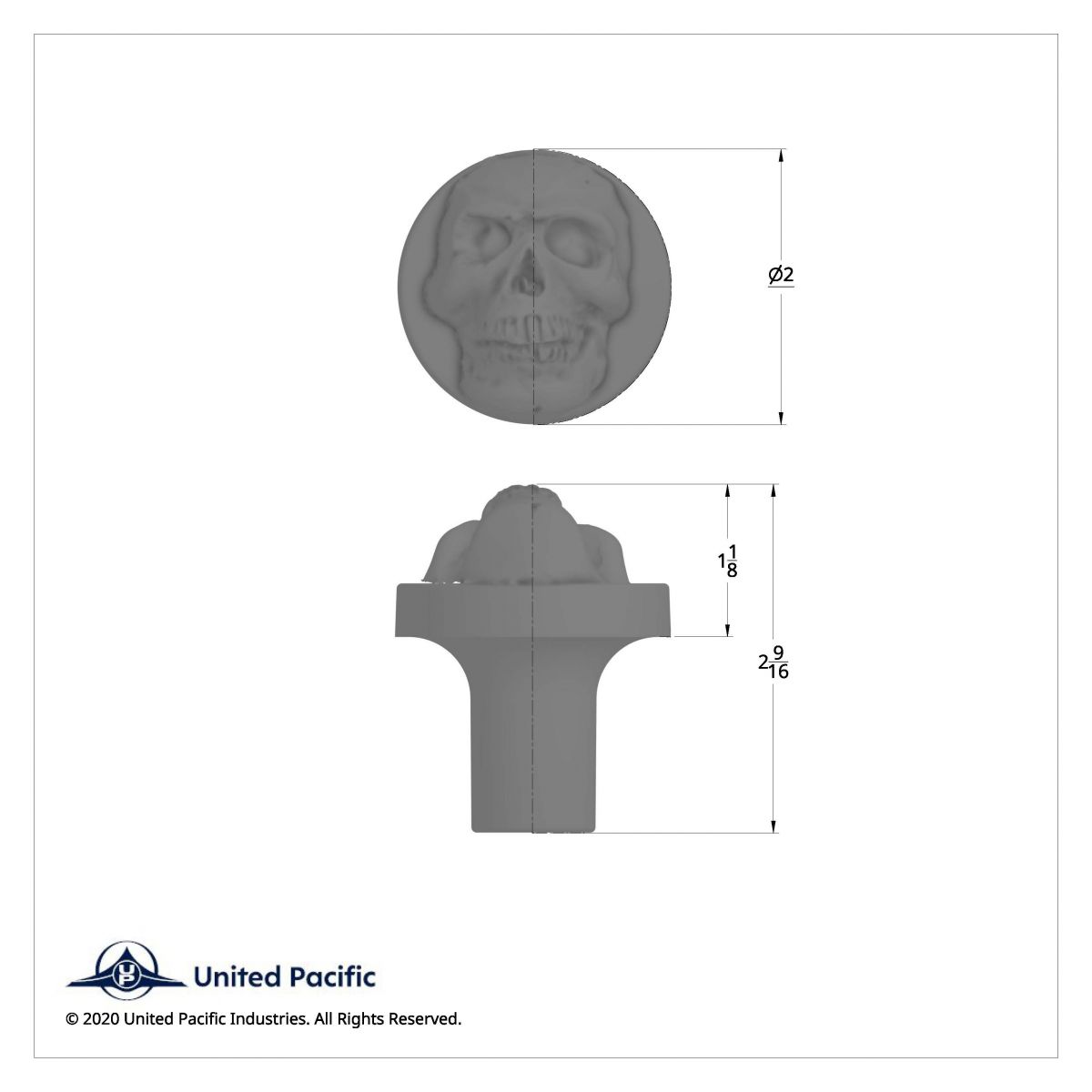 Skull Air Valve Knob - Chrome - Thumbnail 6