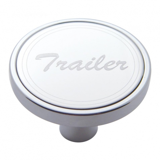 "Trailer" Short Air Valve Knob - Stainless Plaque With Cursive Script