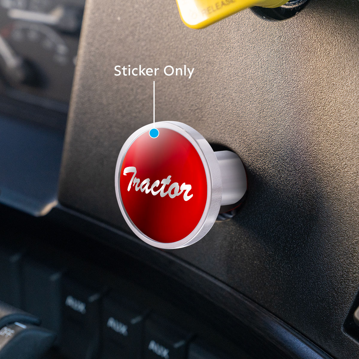 "Tractor" Glossy Air Valve Knob Candy Color Sticker -Candy Red - Thumbnail 2