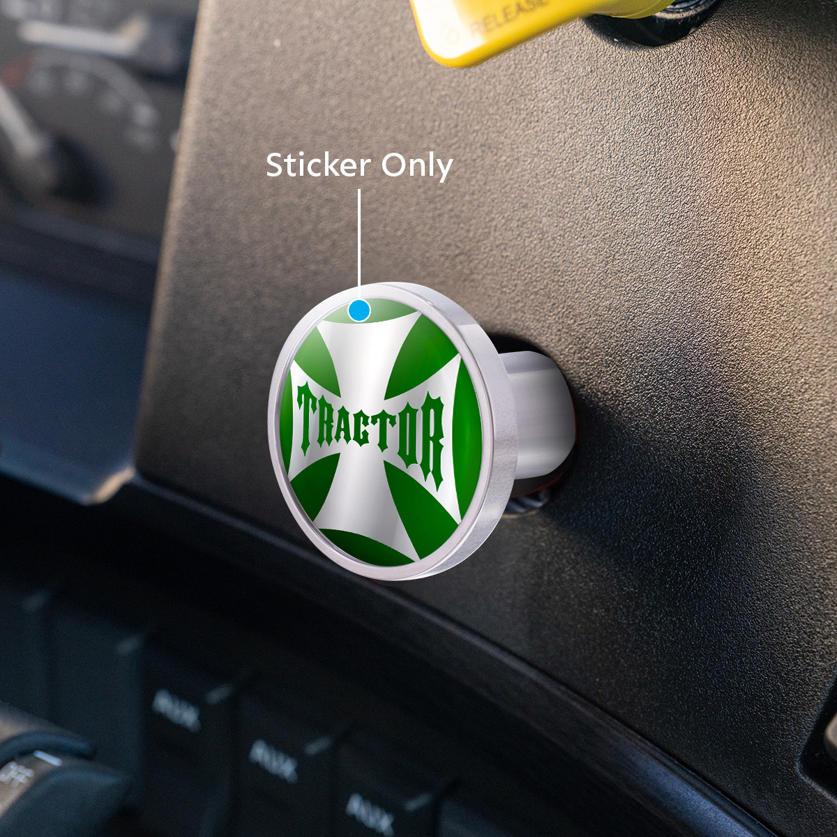 "Tractor" Maltese Cross Air Valve Knob Candy Color Sticker - Emerald Green - Thumbnail 2
