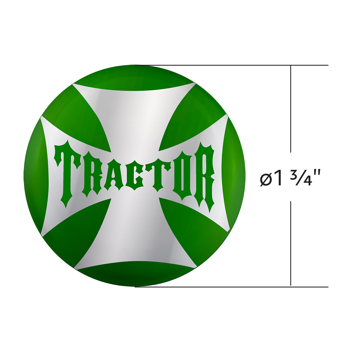 "Tractor" Maltese Cross Air Valve Knob Candy Color Sticker - Emerald Green - Thumbnail 3