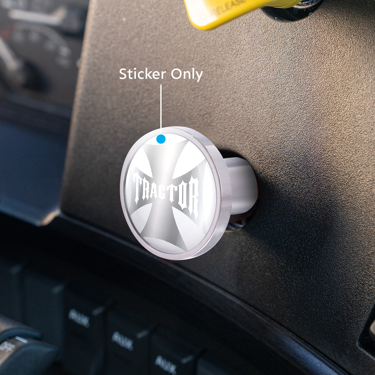"Tractor" Maltese Cross Air Valve Knob Candy Color Sticker - Pearl White - Thumbnail 2