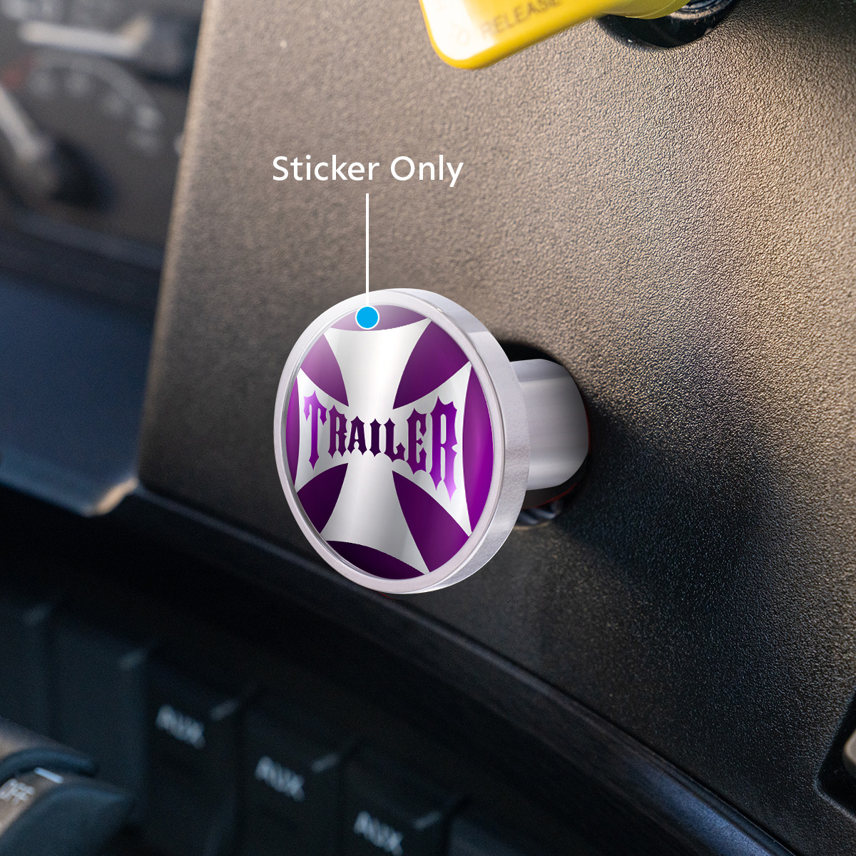 "Trailer" Maltese Cross Air Valve Knob Candy Color Sticker Only- Candy Purple - Thumbnail 2