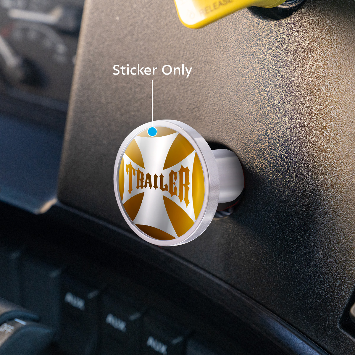 "Trailer" Maltese Cross Air Valve Knob Candy Color Sticker Only- Electric Yellow - Thumbnail 2