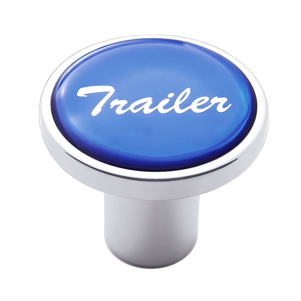 Aluminum Screw-On Air Valve Knob With Glossy Trailer Script Sticker - Blue Sticker - Thumbnail 3
