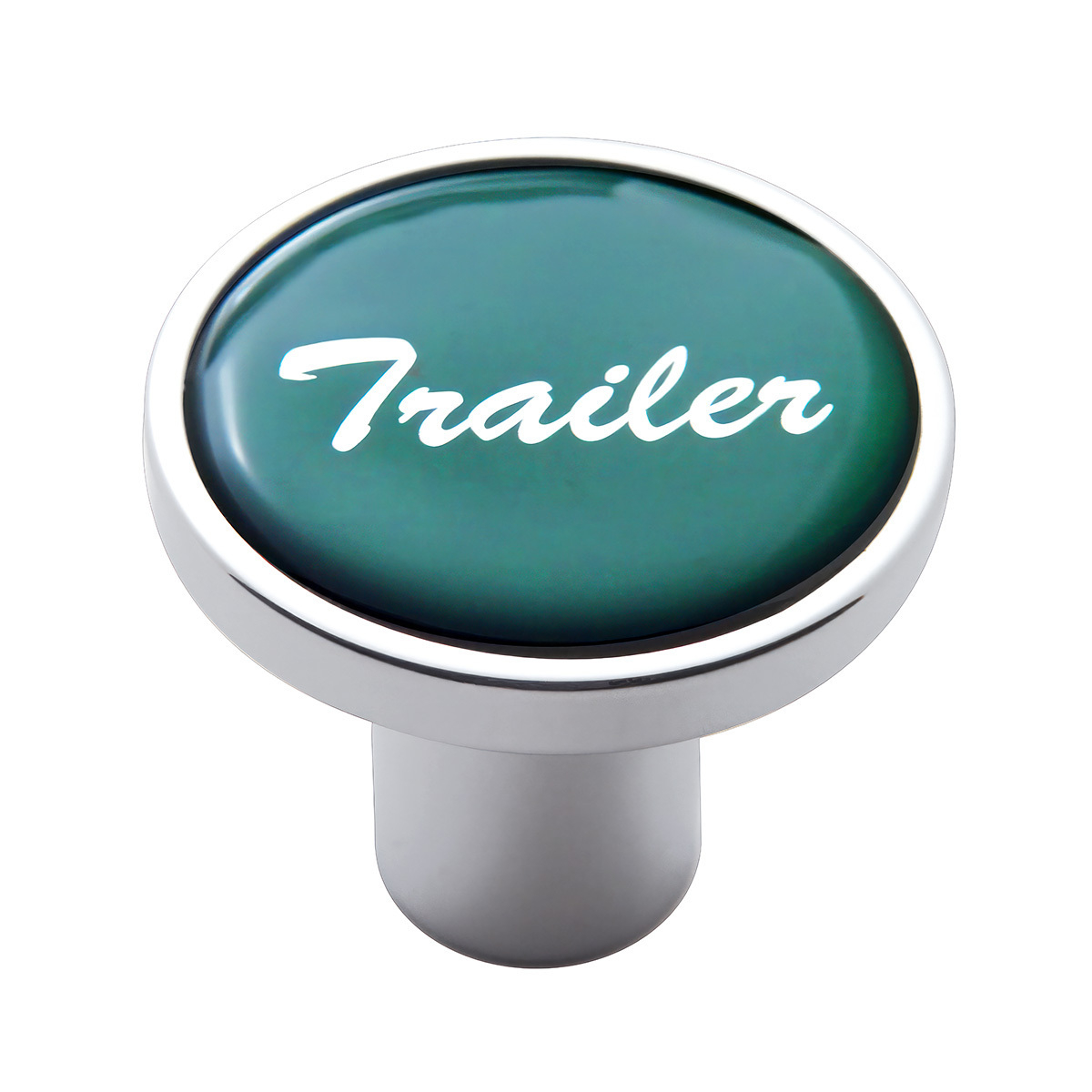 Aluminum Screw-On Air Valve Knob With Glossy Trailer Script Sticker - Green Sticker - Thumbnail 3