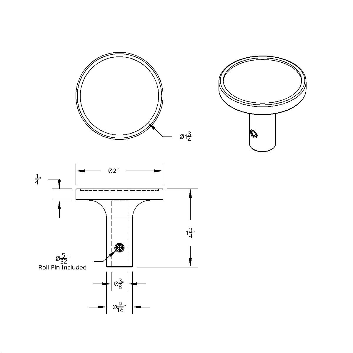 Long Air Valve Knob Only - Pin Mount - Thumbnail 3