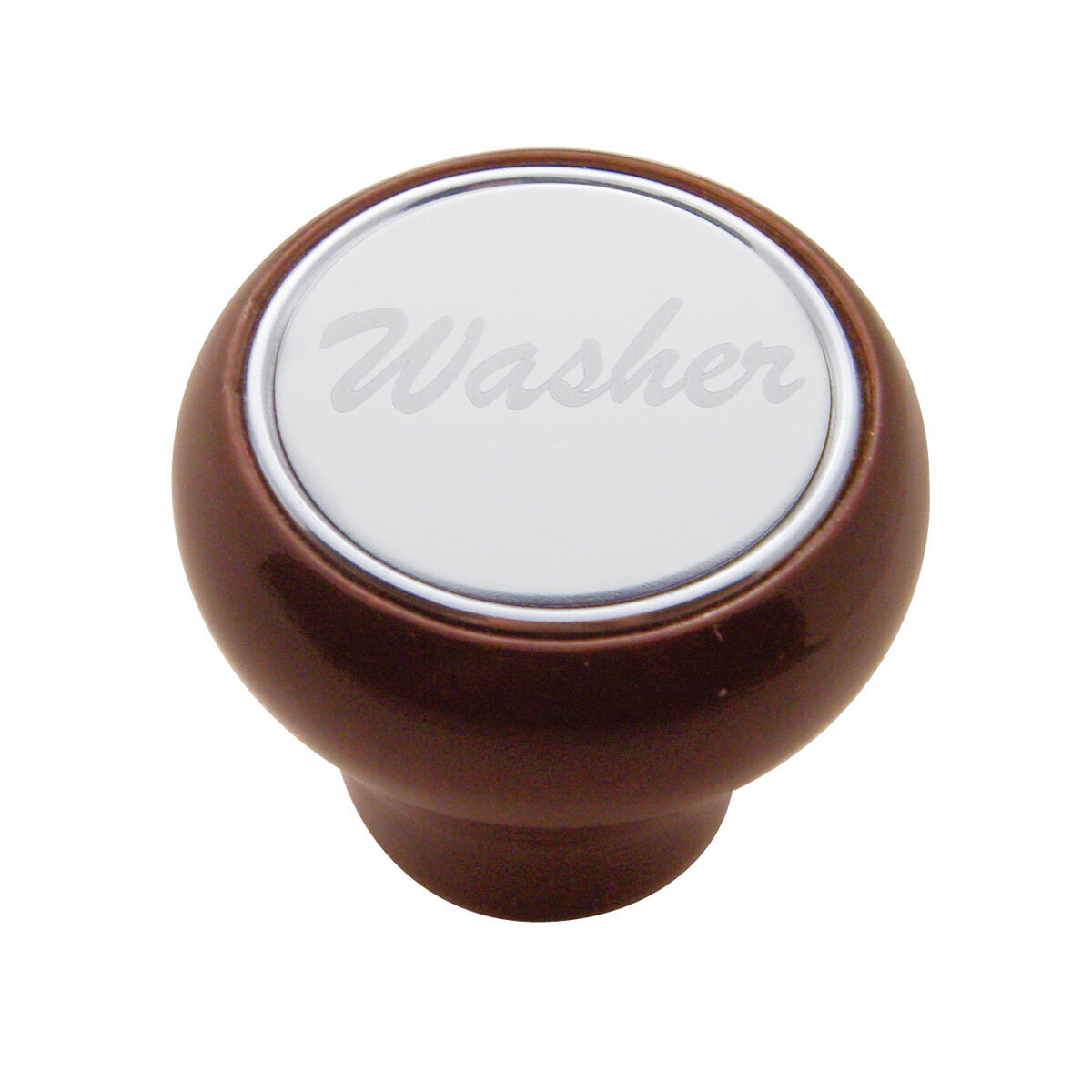 "Washer" Wood Deluxe Dash Knob - Stainless Plaque - Thumbnail 2