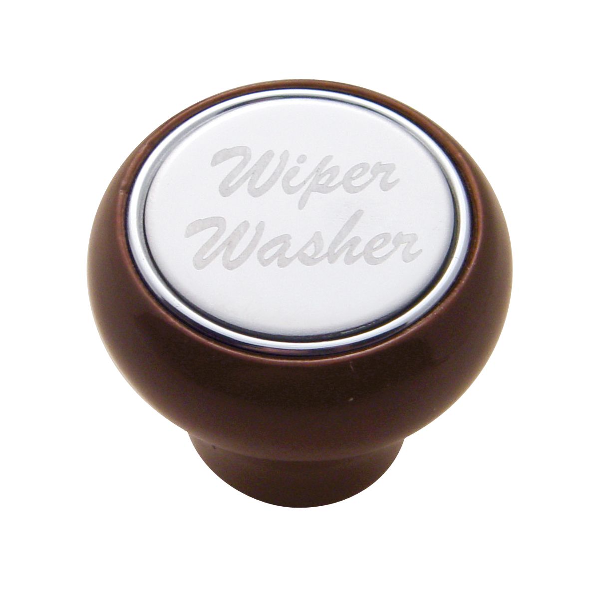 "Wiper/Washer" Wood Deluxe Dash Knob - Stainless Plaque