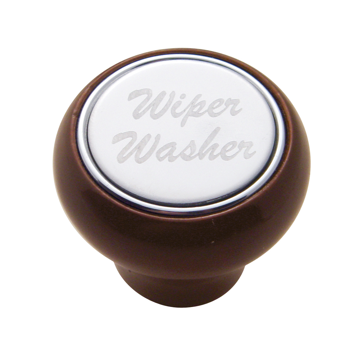 "Wiper/Washer" Wood Deluxe Dash Knob - Stainless Plaque - Thumbnail 2