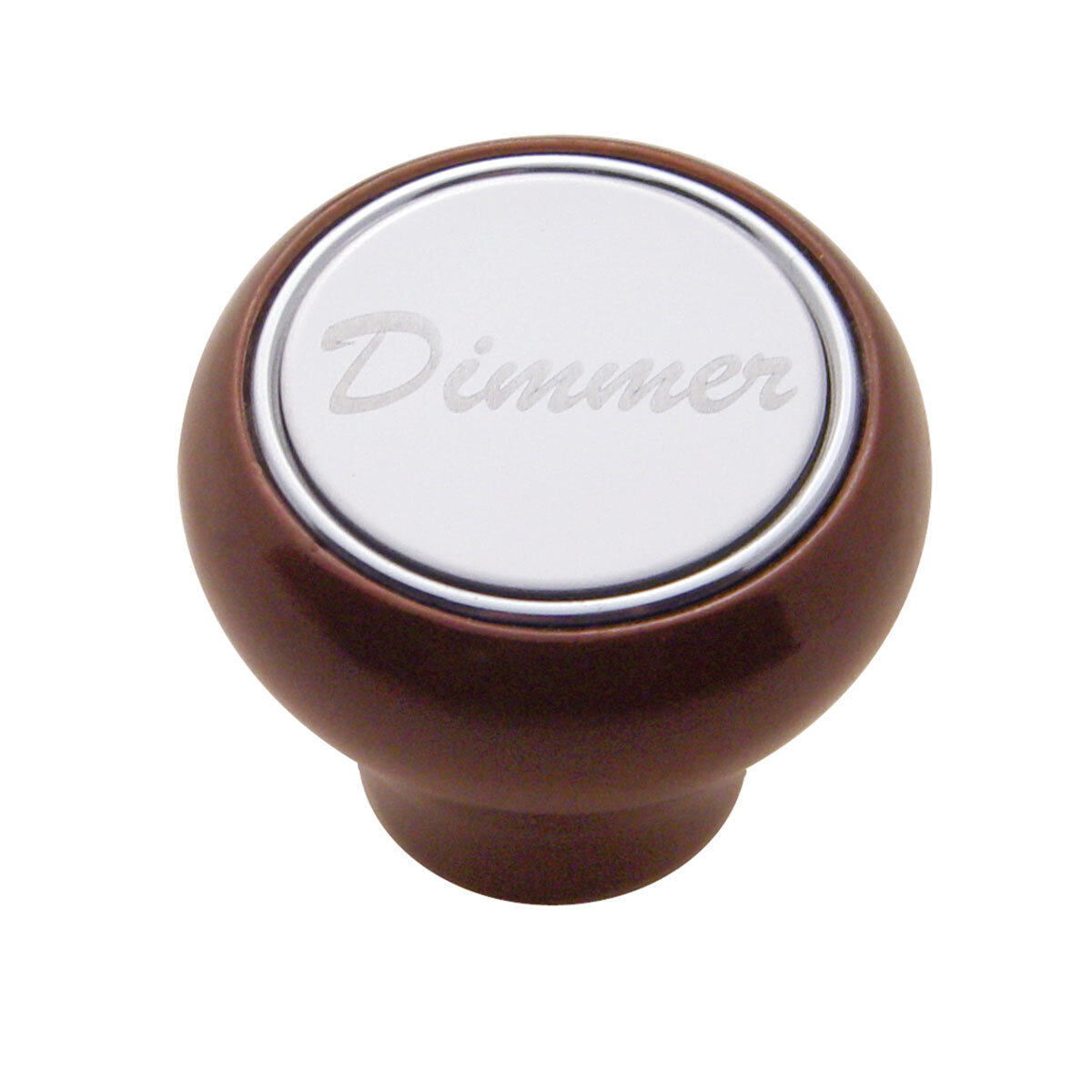 "Dimmer" Wood Deluxe Dash Knob - Stainless Plaque - Thumbnail 2